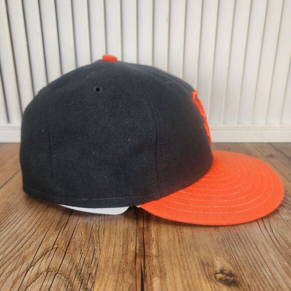 SF Giants New Era 59fifty USA Made Fitted 7 1/8" On Field Hat Cap Black Orange - Picture 4 of 10